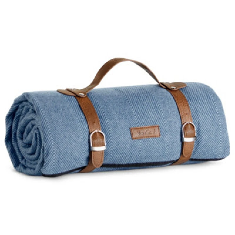 Image of Vonshef Picnic Blanket, Herringbone Weatherproof Picnic Rug, 4 Person Large Travel Mat W/faux Leather Carry Handle, 147 X 180Cm