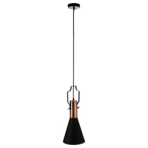 image of Premier Housewares Argo Small Pendant Lamp in Black/Brushed Copper