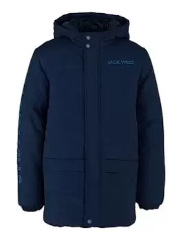 Image of Jack Wills Boys Outline Padded Coat - Navy, Size Age: 10-11 Years