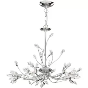 Image of Searchlight Hibiscus 5 Light Ceiling, Chrome, Clear Glass
