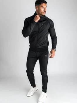 image of Gym King Basis Poly Full Zip Tracksuit Hoodie - Black