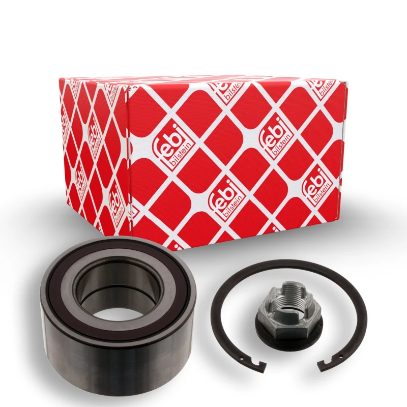 Image of FEBI BILSTEIN 33988 Wheel bearing kit with axle nut, Front Axle Right, with retaining ring Wheel Bearing Kit (654)