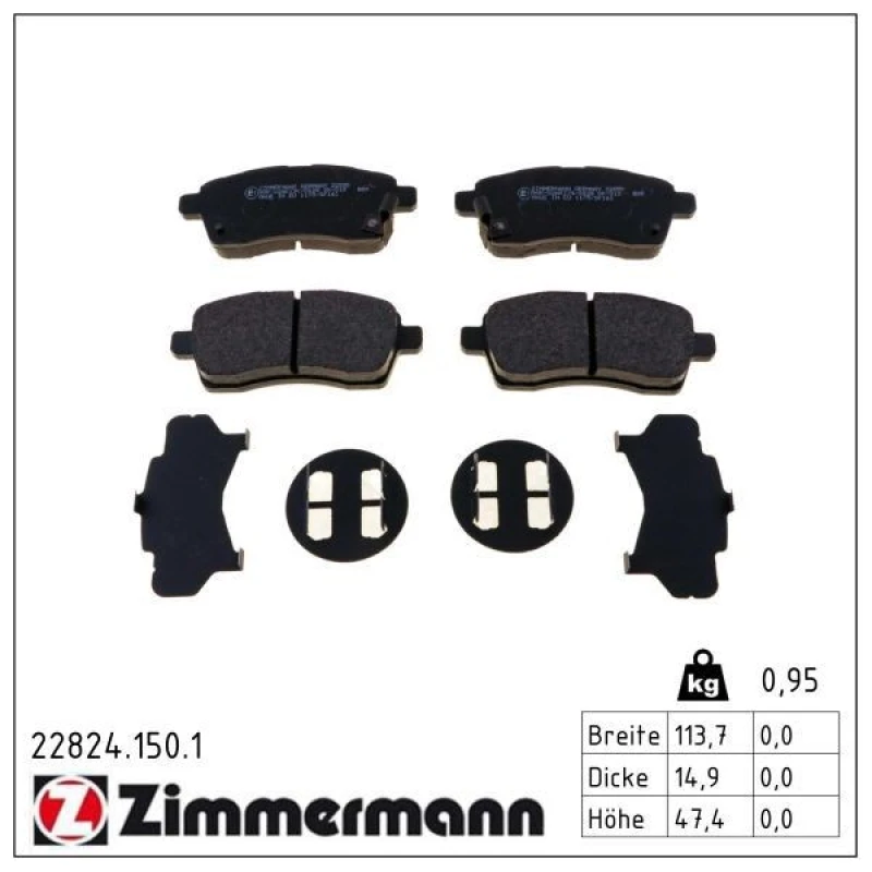 Image of ZIMMERMANN Brake pad set ZIMMERMANN 22824.150.1