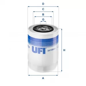 image of 2310801 UFI Oil Filter Oil Spin-On