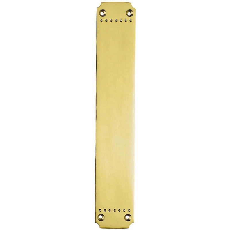 Image of Loops Ornate Door Figner Plate with Dot Pattern 370 x 64mm Polished Brass Push Plate Metallics unisex