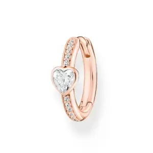 image of THOMAS SABO Rose Gold Plated Heart Stone Single Hoop Earring