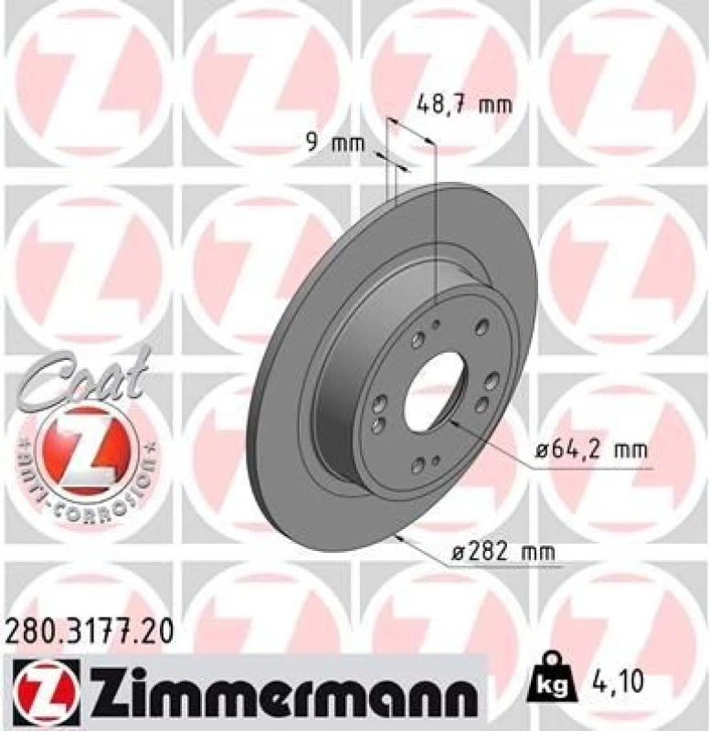 Image of ZIMMERMANN Brake disc ZIMMERMANN 280.3177.20