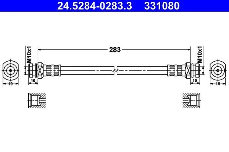 Image of ATE 24.5284-0283.3 Brake Hose Brake Hose (83)