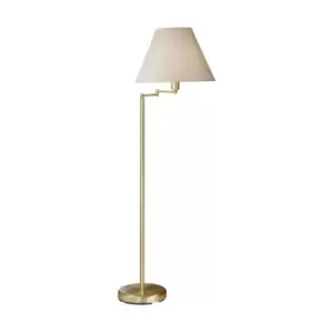 image of Hilton Lifestyle Fabric Tapered Shade Floor Light Brass, 1x E27