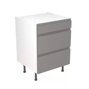 Image of KitchenKIT J-Pull Handleless 60cm 3-Drawer Unit - Gloss Dust Grey