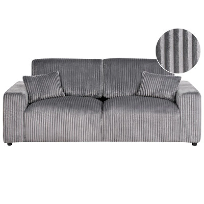 Image of Beliani 3 Seater Sandora Corduroy Grey