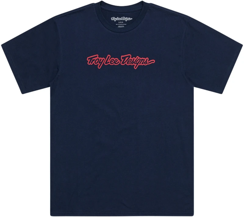 Image of Troy Lee Designs Signature Short Sleeve T-Shirt, red-blue, Size 2XL for Men
