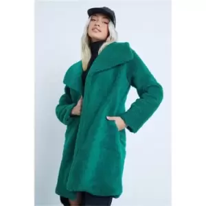 Image of I Saw It First Emerald Green Open Front Teddy Borg Jacket - Green