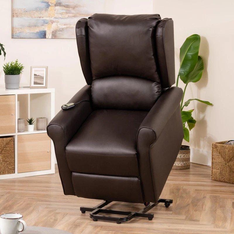 Image of Artemis Home Corcoran Electric Riser Recliner with Massage & Heat in Brown Brown Unisex
