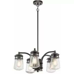 Image of Loops - Outdoor IP44 5 Bulb Chandelier LIght Architectural Bronze LED E27 75W