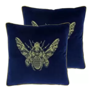 image of Paoletti Cerana Twin Pack Polyester Filled Cushions Royal Blue