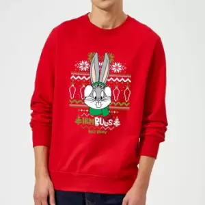 Image of Looney Tunes Bugs Bunny Knit Christmas Jumper - Red - M