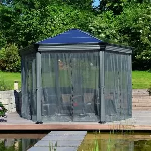 Image of Palram - Canopia Roma Monaco Grey Polyester (Pes) Gazebo Netting, Pack Of 6 (L)2170mm (W)2320mm
