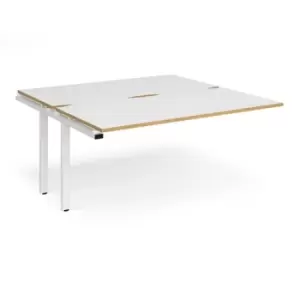 Image of Bench Desk Add On Rectangular Desk 1600mm With Sliding Tops White/Oak Tops With White Frames 1600mm Depth Adapt
