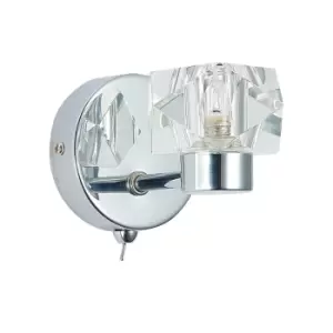 Image of Contemporary Wall Lamp Chrome, Crystal Cube