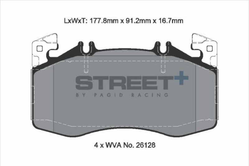 Image of PAGID Racing T8217SP2001 Brake pad set STREET+ prepared for wear warning indicator, with counterweights Brake Pad Set,disc brake (402)