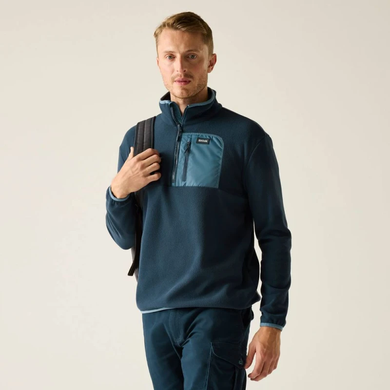 Image of Regatta Mens Frankie Half Zip Fleece in Navy Size: Medium Navy Male M