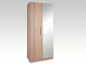 Image of Harmony Holborn Oak 2 Door 1 Mirror Double Wardrobe Flat Packed