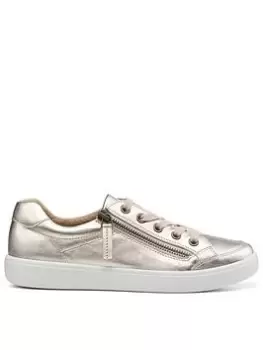 Image of Hotter Hotter Chase Ii Wide Fitting Leather Deck Shoes - Soft Gold, Metal, Size 5, Women