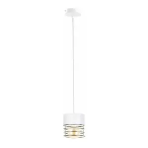Image of Keter Lighting - Keter Royal Slim Pendant Ceiling Light White, Gold, 12cm, 1x E27
