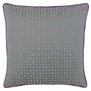 image of Pimlico Jacquard Cushion Silver/Magenta, Silver/Magenta / 45 x 45cm / Polyester Filled