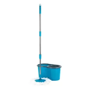 image of Beldray 360 Spin Dry Mop and 6 Litre Bucket, Includes Replacement Mop Head - Blue