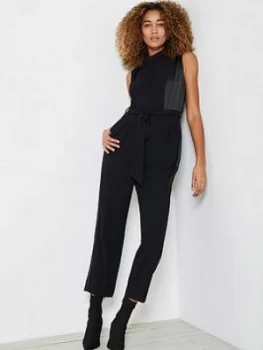 Image of Mint Velvet Cowl Sleeveless Jumpsuit - Black, Size 8, Women