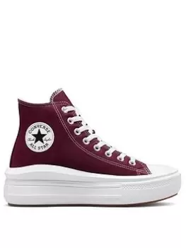 Converse Chuck Taylor All Star Move Hi-Top Canvas Platform - Dark Red/White, Dark Red/White, Size 7, Women