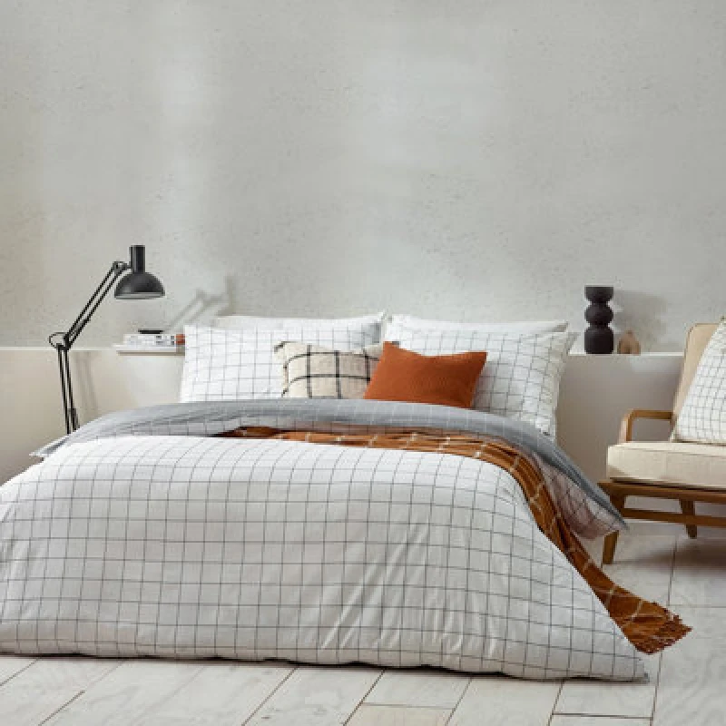 Image of Howarth Check Duvet Cover Set White/Black / King