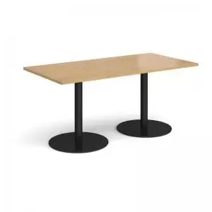 Image of Monza rectangular dining table with flat round Black bases 1600mm x