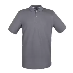 image of Henbury Mens Modern Fit Cotton Pique Polo Shirt (3XL) (Steel Grey)