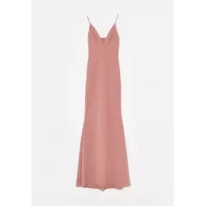 Missguided Pleated Bust Fishtail Maxi Dress Crepe - Pink