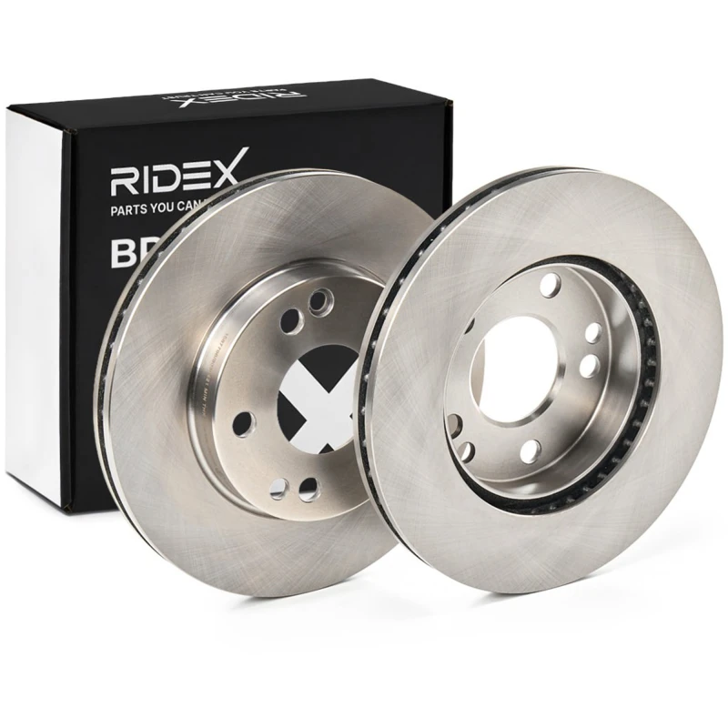 Image of RIDEX 82B0633 Brake disc Front Axle, Vented, Cast Iron, Uncoated, Untreated, without bolts/screws Cast Iron Brake Disc (82)