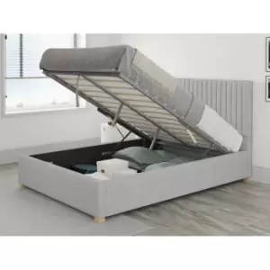 Image of Grant Ottoman Upholstered Bed, Kimiyo Linen, Silver - Ottoman Bed Size Double (135x190)