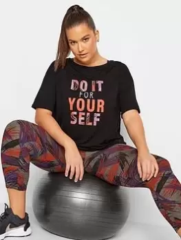 Image of Yours Do It For Your Self Active Top Black, Size 16, Women