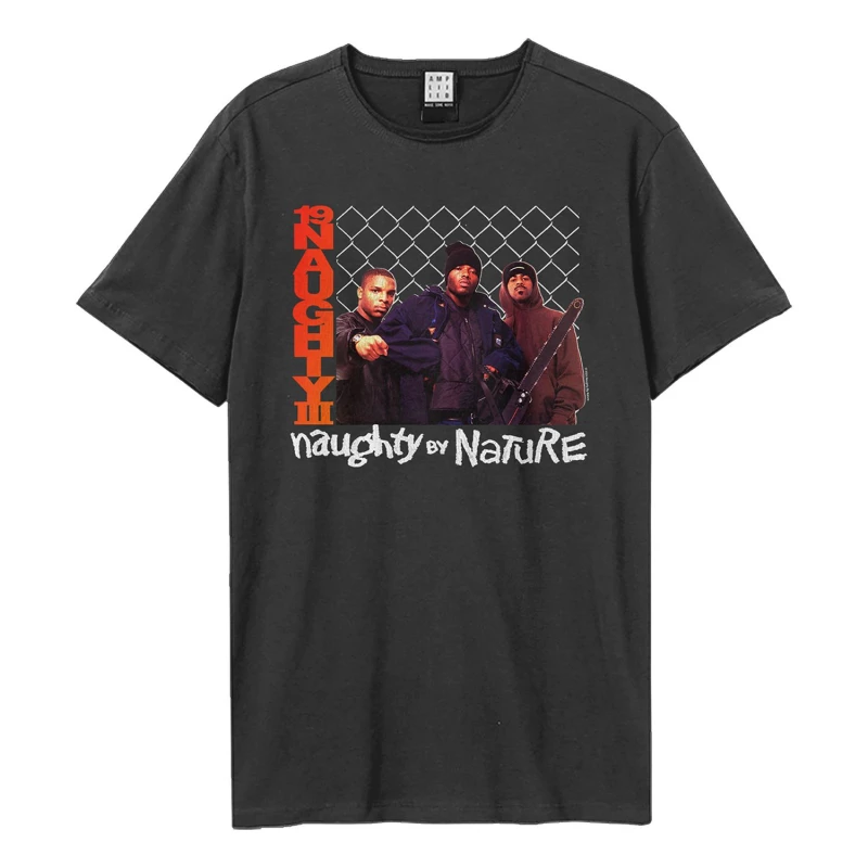Image of Amplified Amplified Men Hip Hop Hooray Naughty By Nature T-Shirt in Charcoal Size: X-Small Charcoal XS Male 5063703944618