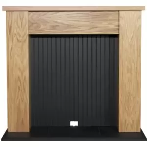 image of Adam - New England Stove Fireplace in Oak & Black, 48 Inch