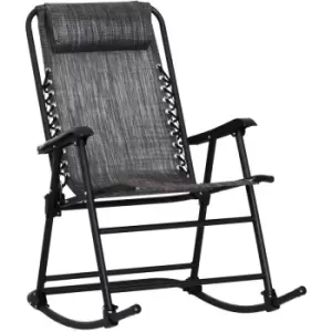 Image of Outsunny - Garden Rocking Chair Folding Outdoor Adjustable Rocker Zero-Gravity Seat with Headrest Camping Fishing Patio Deck - Grey