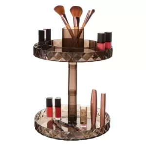 Image of Premier Housewares 2 Tier Round Transparent Diamond Cosmetics Organiser - Black