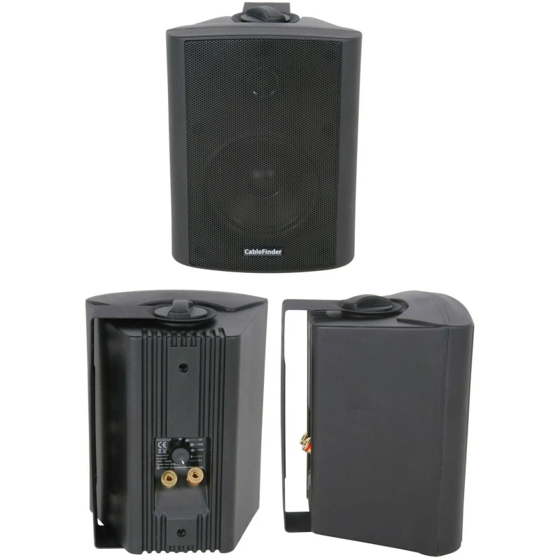 Image of Loops QUALITY 4" 70W Black Background HiFi Speaker *100V & 8ohm* Wall Mount Bookshelf Black unisex