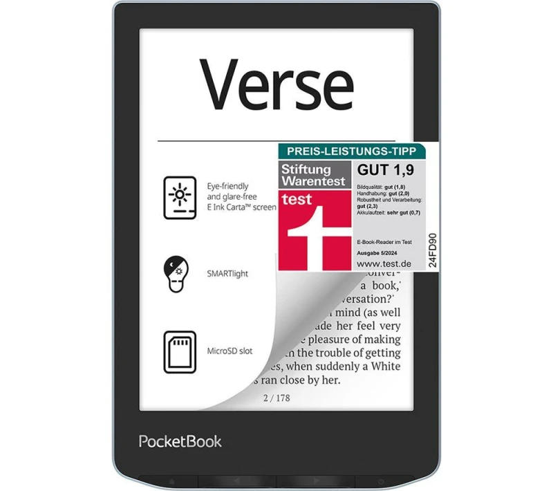 Image of PocketBOOK Verse 6" eReader - 8GB, Grey, Silver/Grey 7640152097041