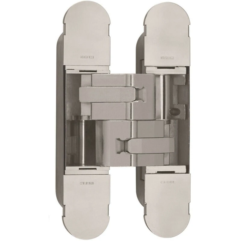 Image of Loops 160 x 32mm Concealed Heavy Duty Hinge Fits Unrebated Doors Polished Nickel Metallics