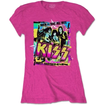 Image of KISS - Party Every Day Womens Large T-Shirt - Pink