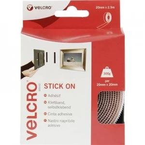 image of VELCRO VEL-EC60214 Hook-and-loop tape stick-on Hook and loop pad (L x W) 2500 mm x 20 mm White 2.5 m