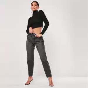 image of Missguided Ruched Bardot Crop Top Jacquard - Black